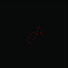 ja red initial handwriting logo for identity