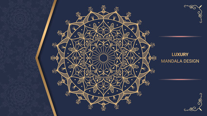 Decorative golden ornamental mandala background with arabesque pattern.