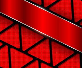 3D red background  with perforated abstract pattern,  shiny technology vector illustration.