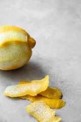 Peeled lemon closeup