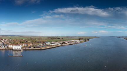 Fototapeta na wymiar panoramic view of the river crouch in essex england