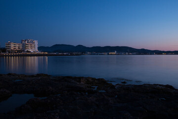 Sunset at Sant Antoni de Portmany, by the Cafe del Mar, Ibiza, Spain, April 2018