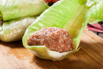 Preparing of stuffed cabbage