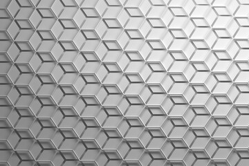 White repeating pattern with hexagonal wirefrmae and separated hexagons