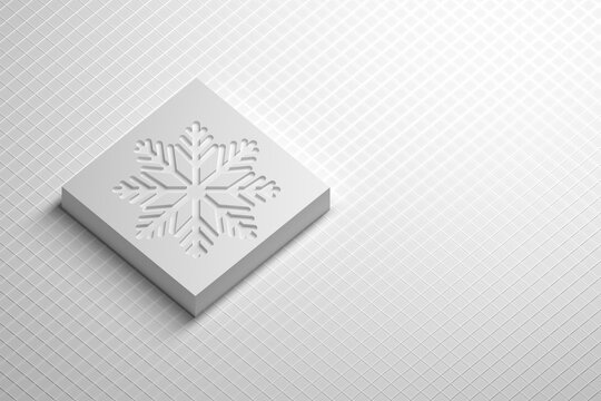 Christmas composition with snowflake cut out in white color