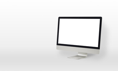Computer display mockup with gray background. Isolated display for web page design or product promotion