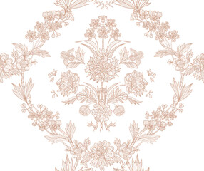 lace seamless ornate damask element. vector illustration