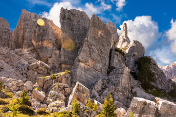 Fototapeta na wymiar Panoramic view to Dolomite mountains in Italy, beautiful mountain landcape