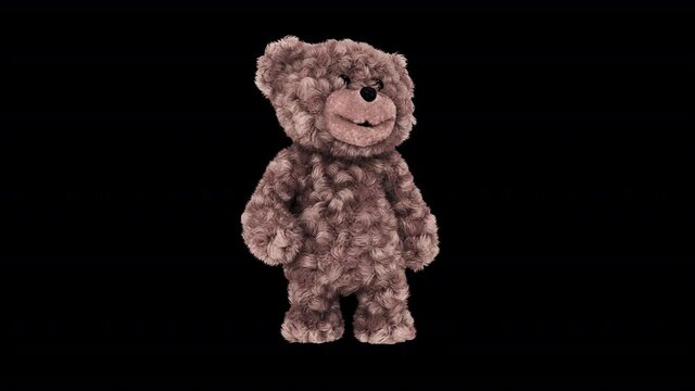 3d Teddy Bear Dancing Loop on Alpha Channel