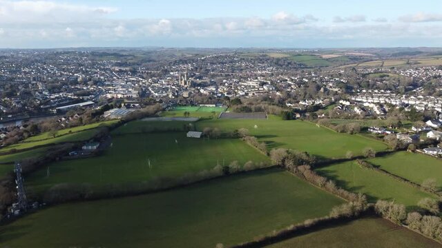 aerial view of the city of truro cornwall England uk 
