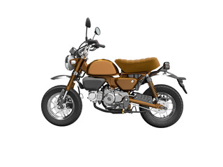 3d rendering brown motorcycle left view on white background no shadow