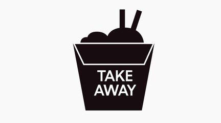 Vector Isolated Illustration of a Black and White Take Away Asian Food Box. Take Away Icon