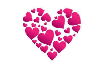 Heart made of hearts. Happy Valentine's Day. Vector illustration. Isolated on white background