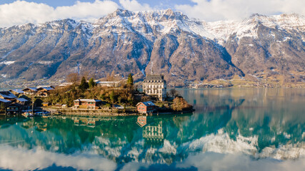 The incredible beauty of Iseltwald, Switzerland.  - obrazy, fototapety, plakaty