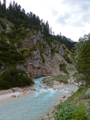 Fototapeta na wymiar River Partnach at canyon Partnachklamm in Garmisch-Partenkirchen, Bavaria, Germany