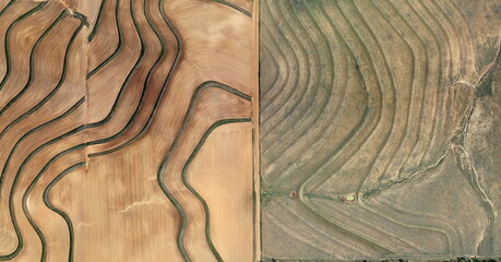    United States, abstract photography of relief drawings in  fields in the U.S.A. from the air,...