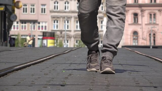 A man walking around the empty city of Brno. Covid-19 Pandemic Time