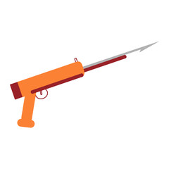 Orange Spear Gun on a Clean White Backdrop - obrazy, fototapety, plakaty