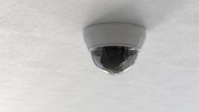 3d rendering security camera or cctv camera on ceiling 4k footage