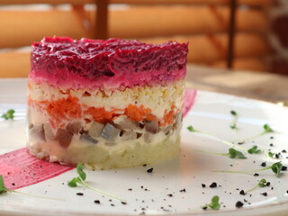 salad with beetroot on a plate close-up