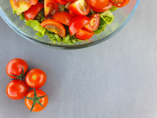 salad with tomatoes. Salad with tomatoes and lettuce. Fresh salad