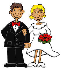 Heirat Paar Illustration Cartoon, JUST MARRIED