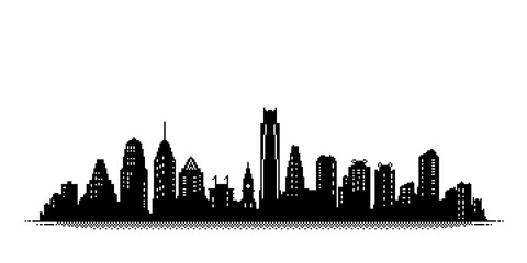 Obraz premium Philadelphia Pennsylvania city skyline pixel silhouette