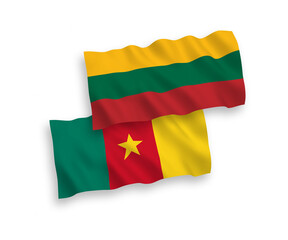 Obraz premium Flags of Lithuania and Cameroon on a white background