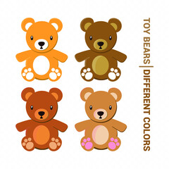 Vector image. Drawing of a teddy bear. Different colors.