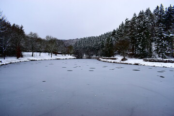 zugefrorener Heilbachsee im Winter