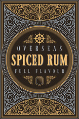 Spiced Rum - ornate vintage decorative label
