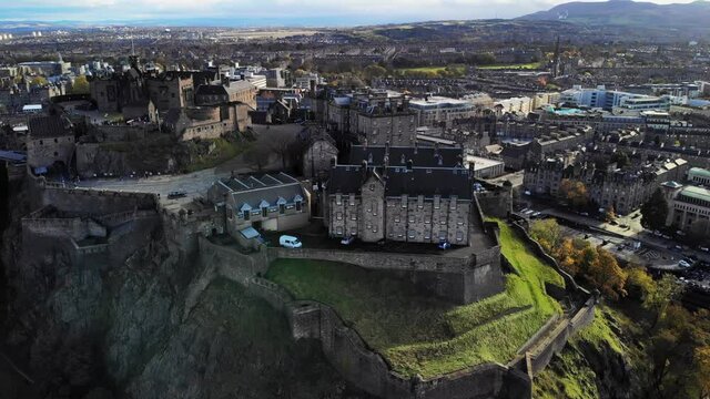 Drone shot of Edinburgh castle