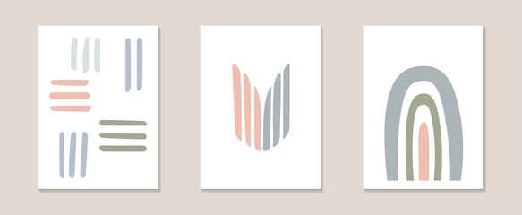 Set of abstract contemporary aesthetic poster, Mid century modern minimalist art print ideal for home decoration, kids room, living room, bedroom, office