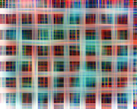 Blue red orange green phosphorescent squares, abstract background with squares