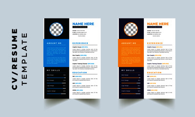 Editable Modern Abstract Creative Professional CV/Resume template with 2 color
