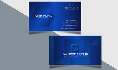 Business card blue abstract vector illustrator design template.