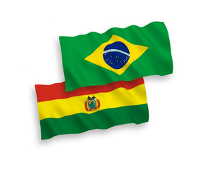 Flags of Brazil and Bolivia on a white background
