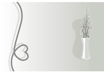 Minimalist greeting invitation card template design. Simple line vase on grey background. Vector illustration.