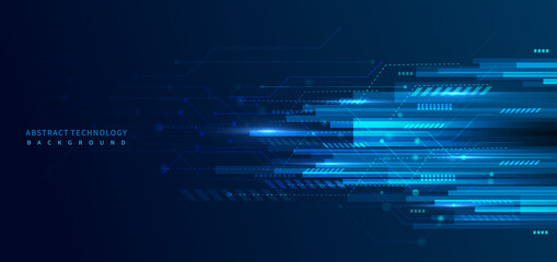 Abstract blue geometric lines overlapping movement on dark background. Technology futuristic concept.