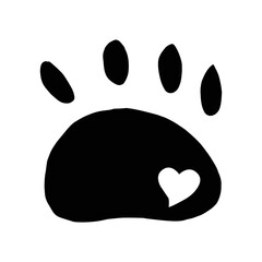 hand drawn cat paws on white background. Vector animals silhouette. Vector illustration for poster, banner, print, decoration.