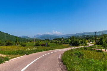 Fototapeta na wymiar Landscape with a road in north Montenegro