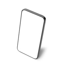 Black mobile smartphone mockup with blank screen isolated on white background with clipping path, Can use mock-up for your application or website design project.