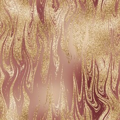 Seamless pink glitter luxury marble streaks on blurry background. High quality pattern design. Sparky repeat graphic swatch in rose gold. Trendy glamorous shimmering marbled rock motif.