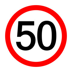Traffic sign, 50 speed limit.