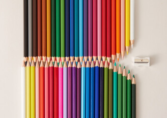 Interlocking colored pencils