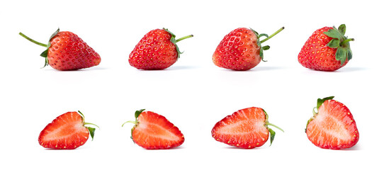 Set of strawberries. Strawberries isolated on white background. Collection.