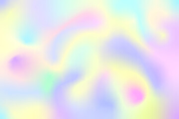 Raster holographic background in pastel colors. Magic rainbow space. Blurry gradient transitions from one color to another.