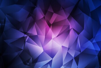 Dark Pink, Blue vector shining triangular background.