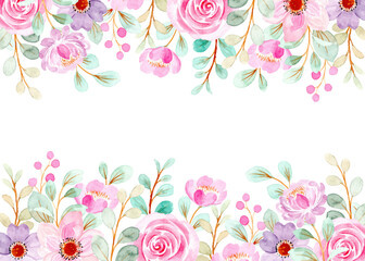 Soft pink floral background with watercolor