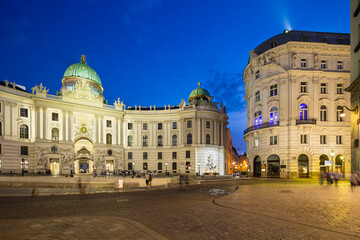 Fototapeta na wymiar The Hofburg at Michaelerplatz, Vienna, Austria At Night